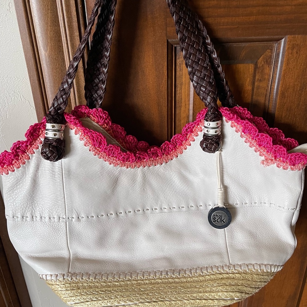 The Sak White, Pink, and Gold Tote Bag